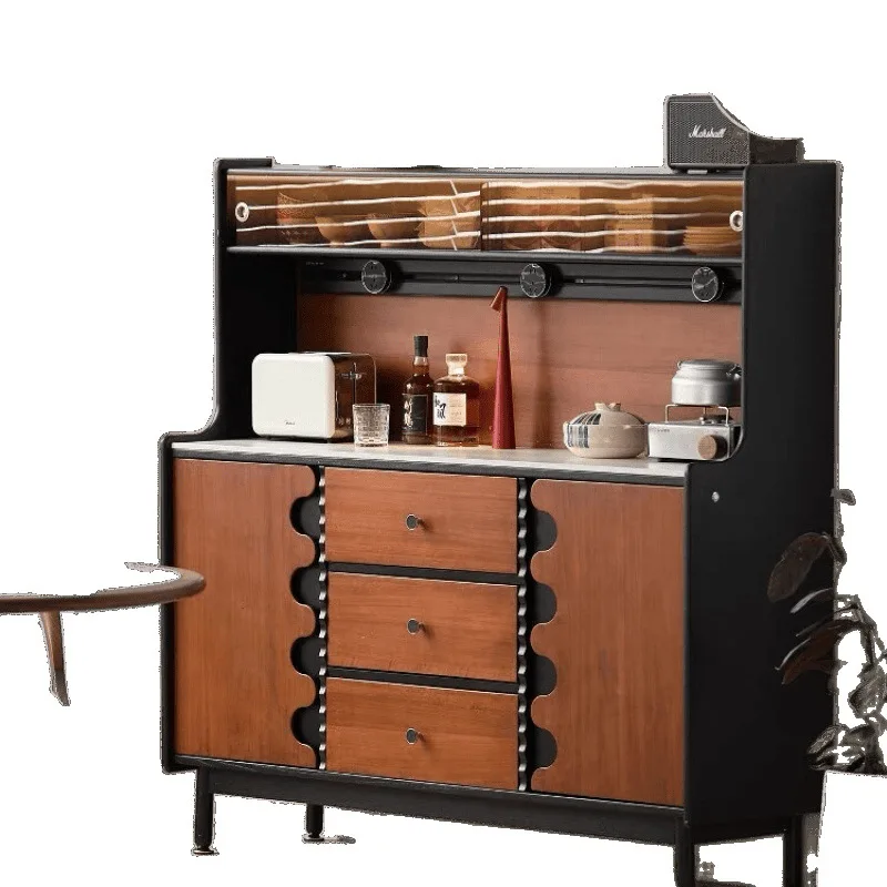 

Retro and simple storage on the side of the meal French solid wood side cabinet, living room integrated coffee storage cabinet