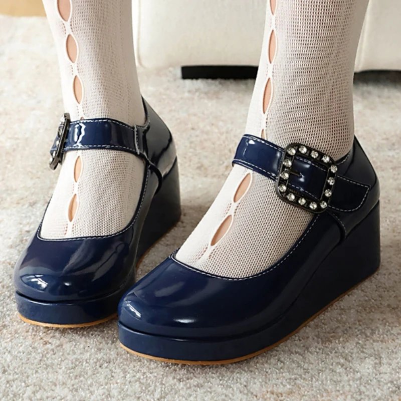 2026 High Heels Pumps Shoes for Women Big Size 48 Platform Blue Pink Black Sexy Wedges Heeled Wedding Mary Jane Dance Shoes