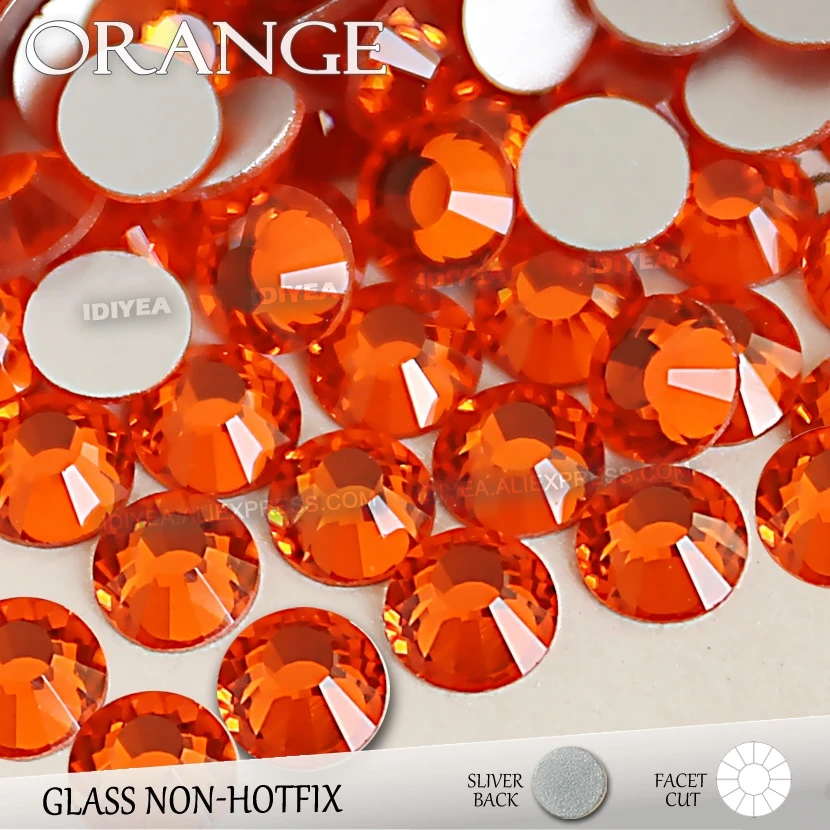 Orange SS16 SS20 Non Hot Fix Rhinestone For 3D Nail Sequins Design Crystal Glitters Strass Glass Sticker For Manicure Art Decor