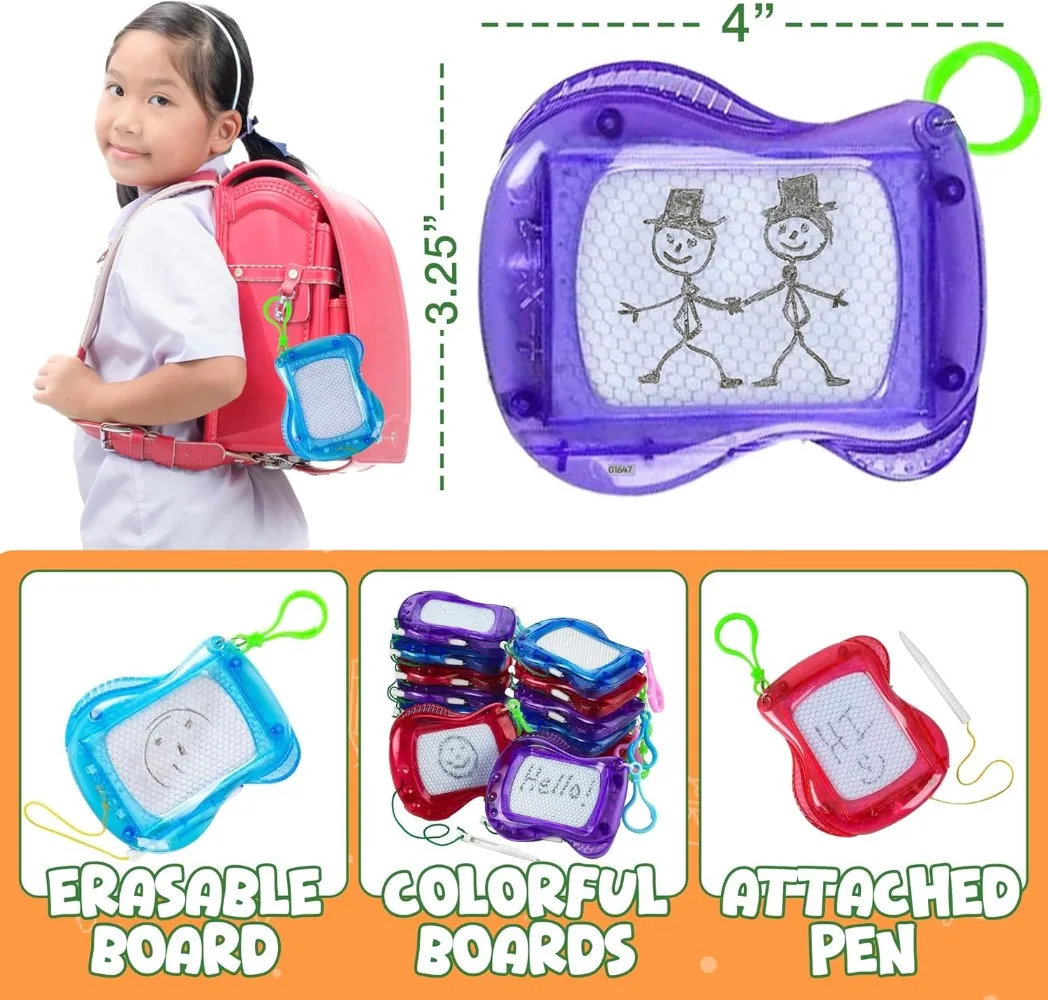 3/5/12 Pcs Fun Mini Keychain Magnetic Drawing Writing Board Birthday Kids Party Gift Pack Christmas Gift Stuffing School Rewards