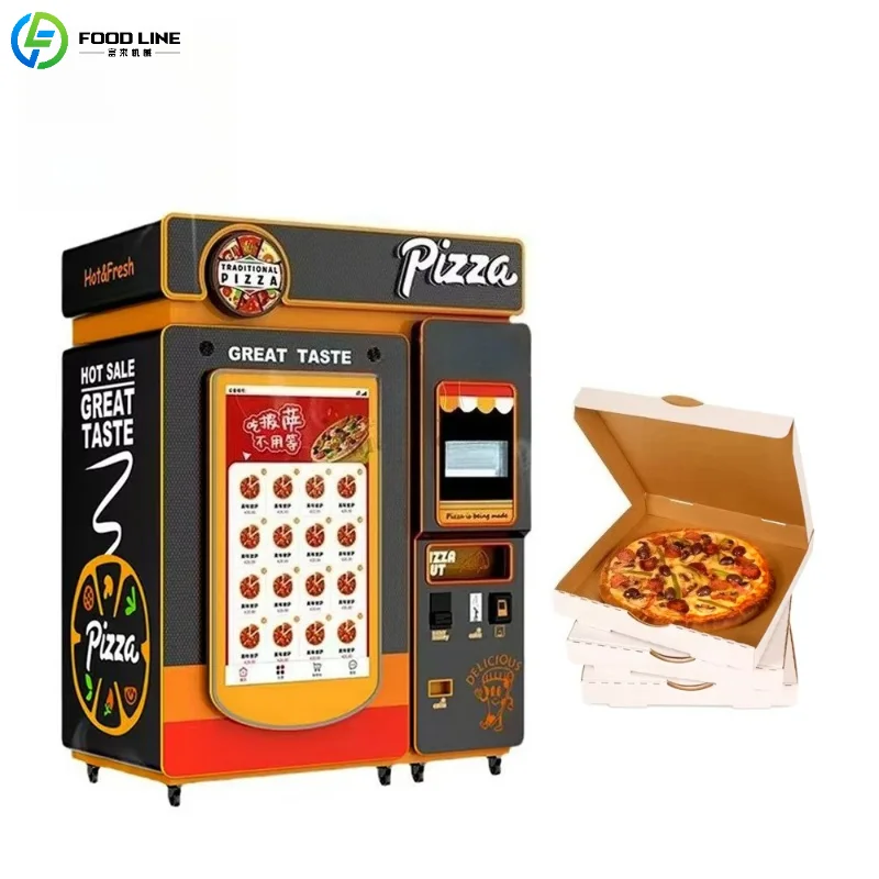Customized Commercial Pizza Vending Machine 24H Operation Touch Screen Multi-Payment Fresh Baked Pizza Device