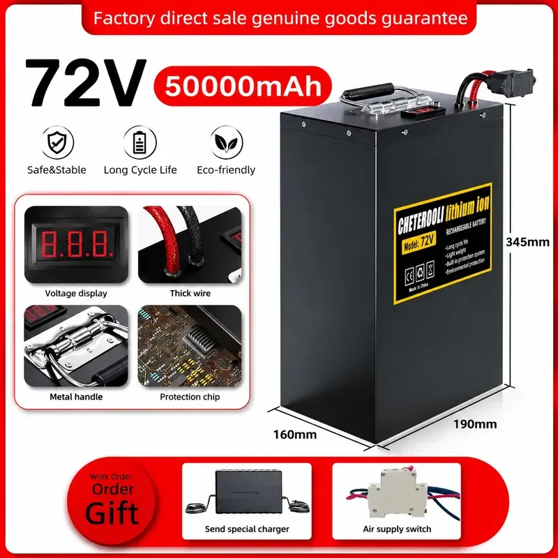  60V 72V Ebike Lithium Battery 20Ah 30Ah 40Ah 50Ah Li ion Battery for 2000W 3000W Motor Bicycle Scooter Battery Pack