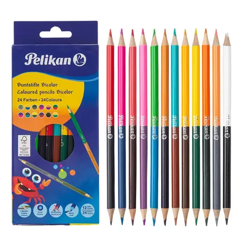 Lápis de duas cabeças para crianças, 24 cores, desenho profissional, esboços e arte pastel, material escolar premium para estudantes