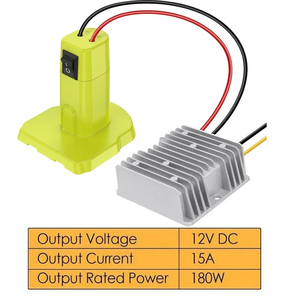 

DC 18V to DC 12V Step Down 15A 180W Voltage Regulator Converter Aadpter for Ryobi 18V Li-ion Battery Power Wheel with Switch