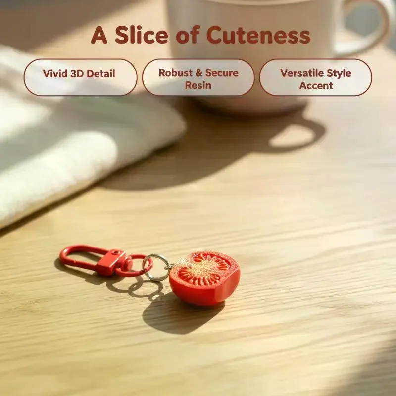 1Pcs Cute Fruit Bag Pendant Cute Sweet Keychain Realistic Fruit Keychain Sweet Half Cut Fruit Keychain For Luggage Gift For Teen