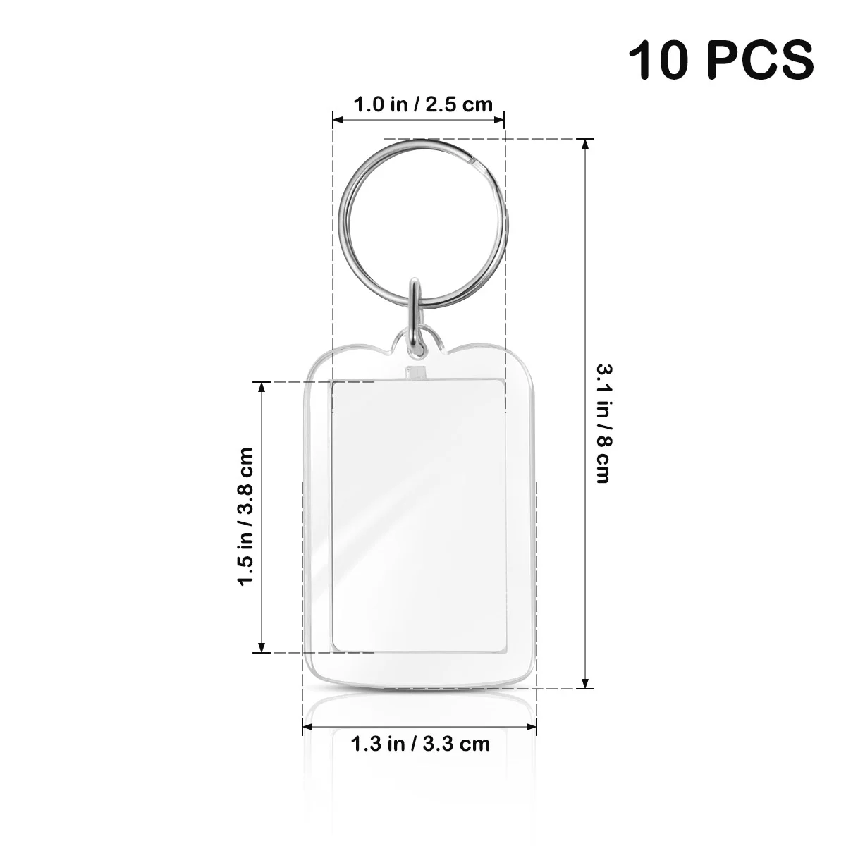 ULTNICE 10pcs Blank Insert Photo Frame Split Ring Keychain Functional Keyring Picture Frame photo frame keyring