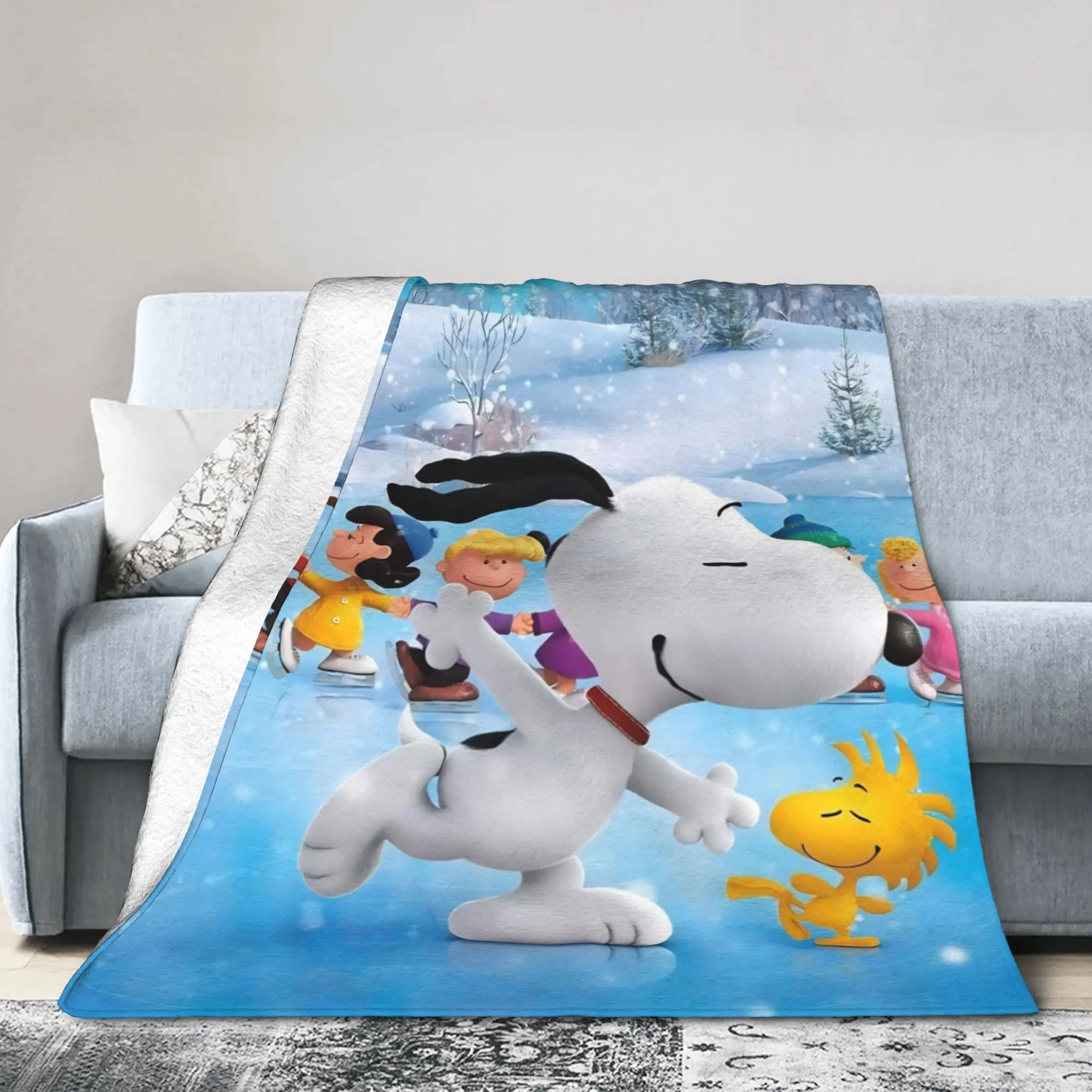 S-Snoopys Movie Blanket Lovely Winter Holiday Fleece Funny Soft Throw Blankets for Coverlet  Winter