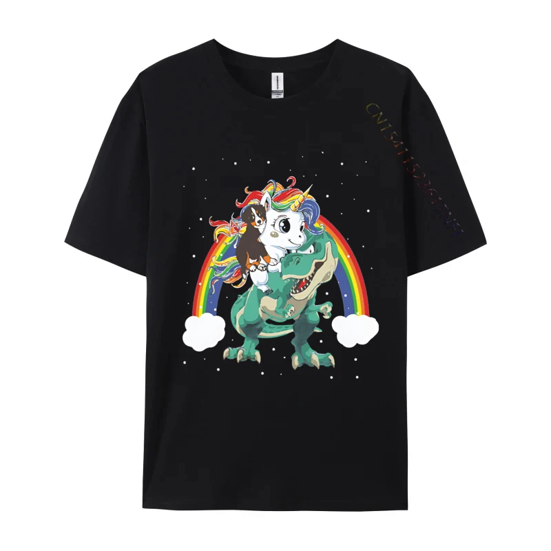 

Fashion Casual T-shirt Bernese Mountain Unicorn Riding Dinosaur T-shirts Loose Fitting Brothers Men's T-shirt