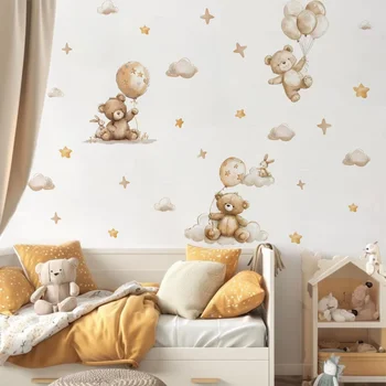 बच्चों के कमरे की सजावट के लिए गुलाबी कार्टून भालू गुब्बारा दीवार स्टिकर बेबी गर्ल्स बेबी बॉयज़ रूम वॉल डीकैल्स किंडरगार्टन नर्सरी रूम 10 best sales शिशु नर्सरी - №8