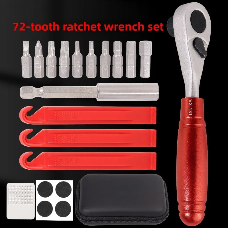

Mountain bike ratchet wrench set, mini portable multi-function small repair sleeve bag tire repair tool