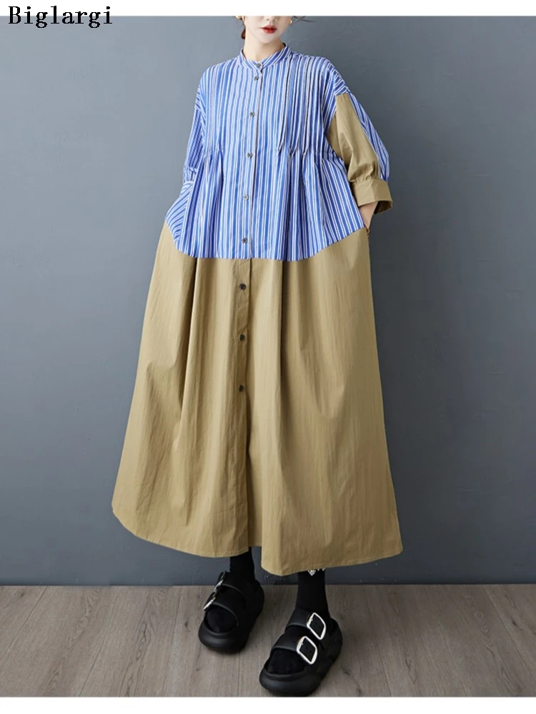 

Oversized Summer Dress Women Striped Print Patchwork Irregular Fashion Ladies Dresses Casual Loose Ruffle Pleated Woman Dress