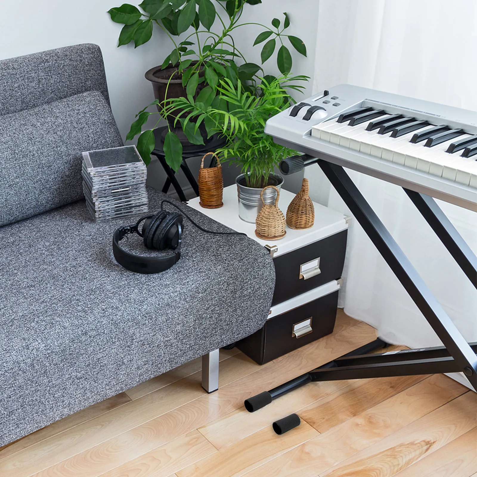 8Pcs Electronic Keyboard Stand Feet Covers Non-Slip Noise-Reducing Leg Caps for 28Mm Digital Piano Stand Studio Home Replacement