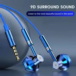 Portable Sport Earphones 9d Surround Sound Corded Headset With Microphone Wired Earphones For Wired Earbuds 3.5mm In-ear