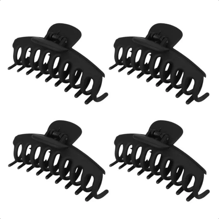 

4 Pack Big Hair Claw Clips Nonslip Large Claw Clip for Women and Girls HairStrong Hold Grips Hair Accories 4 Inch Black