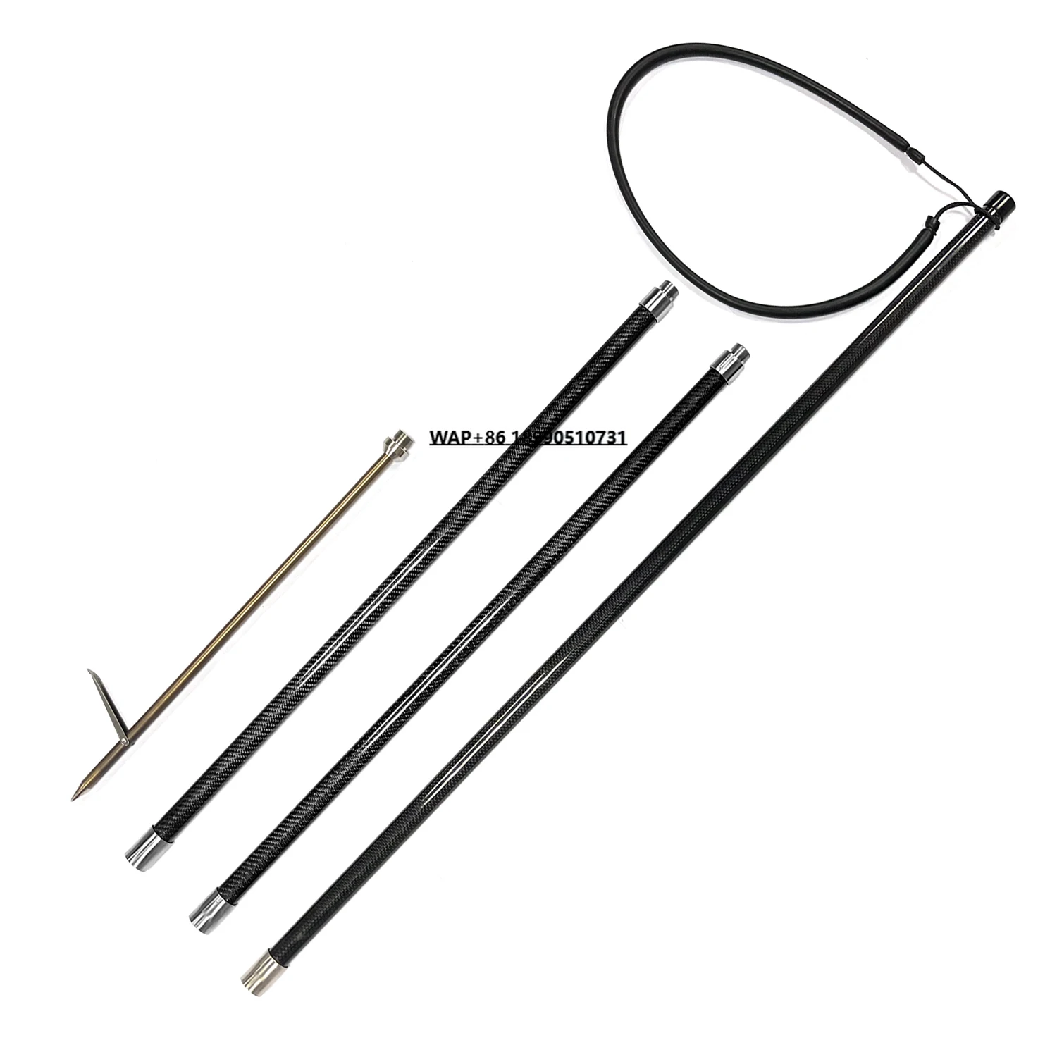 

Customizable Durable Carbon Fibre Pole Fish Stainless Steel Adjustable Handle Fork Spear With Barb Head Fishing Tools