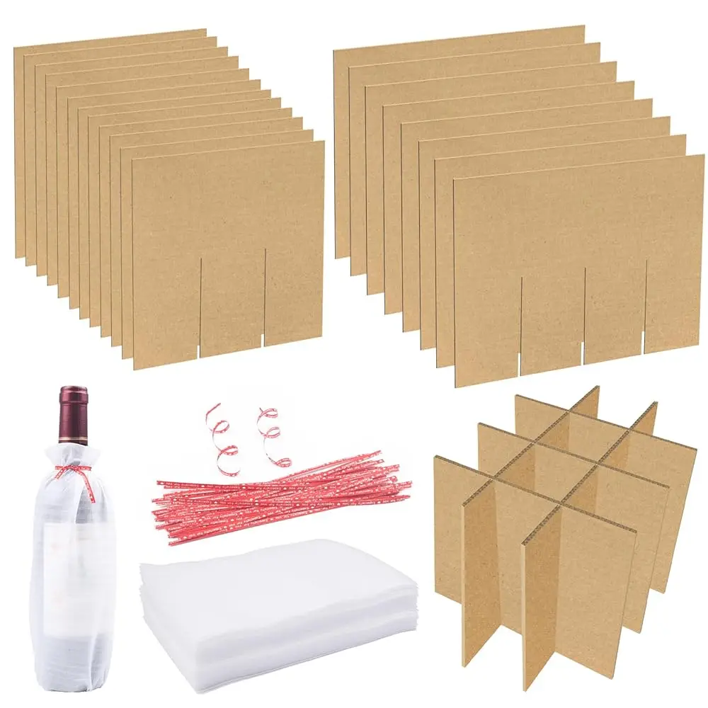 

4 комплекта наборов для упаковки стекла, разделители для коробок для переезда с 24 пенопластовыми мешочками, картонные разделители для коробок для кухни и вина