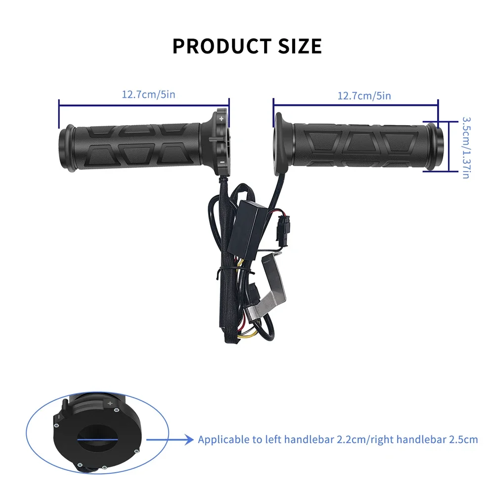 Universal Motorcycle 22mm Hand Heated Grips Molded Grips ATV Warmers Adjust Temperature Hot Handlebar for Winter