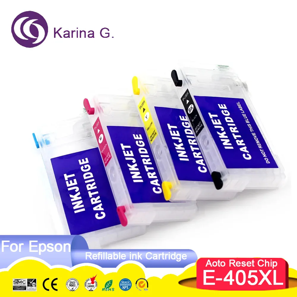 405XL Refillable Ink Cartridge With Auto Reset Chip For Epson WorkForce WF 7830 7835 7840 7310 3820 3825 4820 4825 4830 Printer