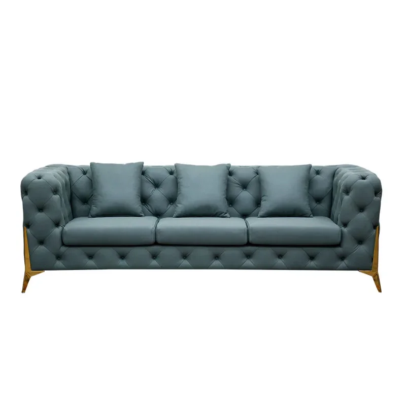 manufacturer modern 3 seater couch green luxury chesterfield sofa pure genuine leather sofas for living room furniture