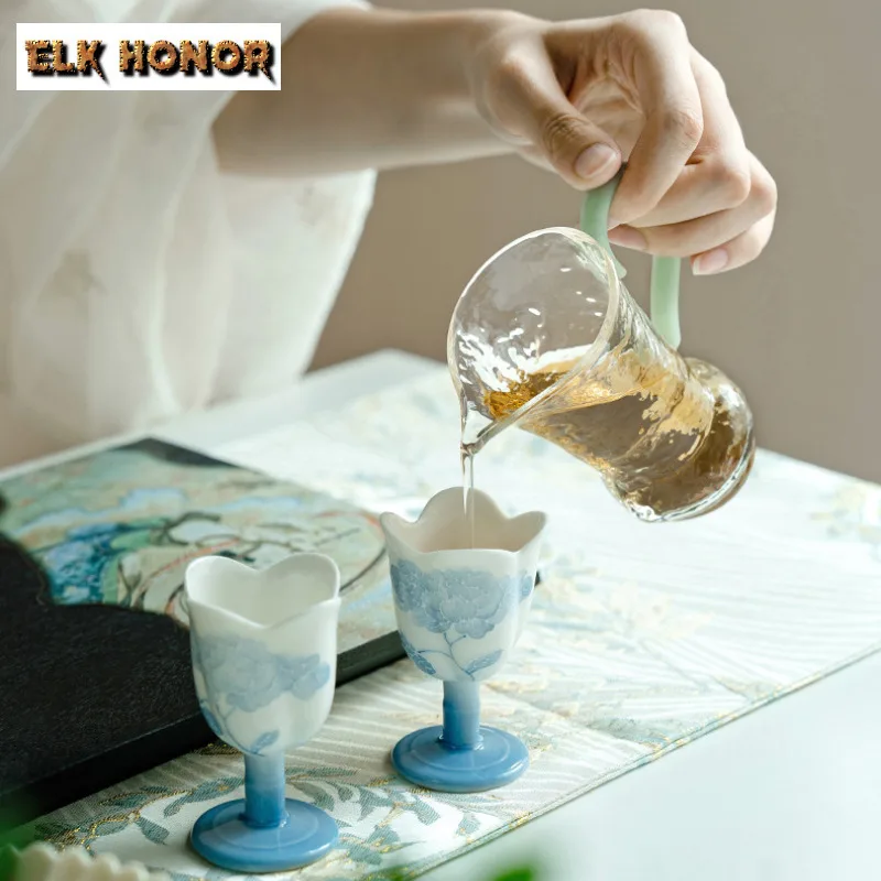 130ML Hammer Heat Resistant Glass Tea Pitcher Tea Divider Cha Hai Dispenser Justice Cup Fair Mug for Tea Decoration Supplies
