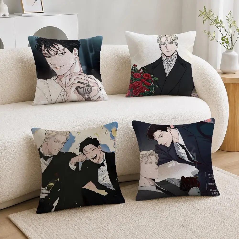 Manga Roses and Champagne Cushion Cover Soft Plush Cushion Covers Fluffy Throw Pillow Cases for Sofa Bedroom Home Decor