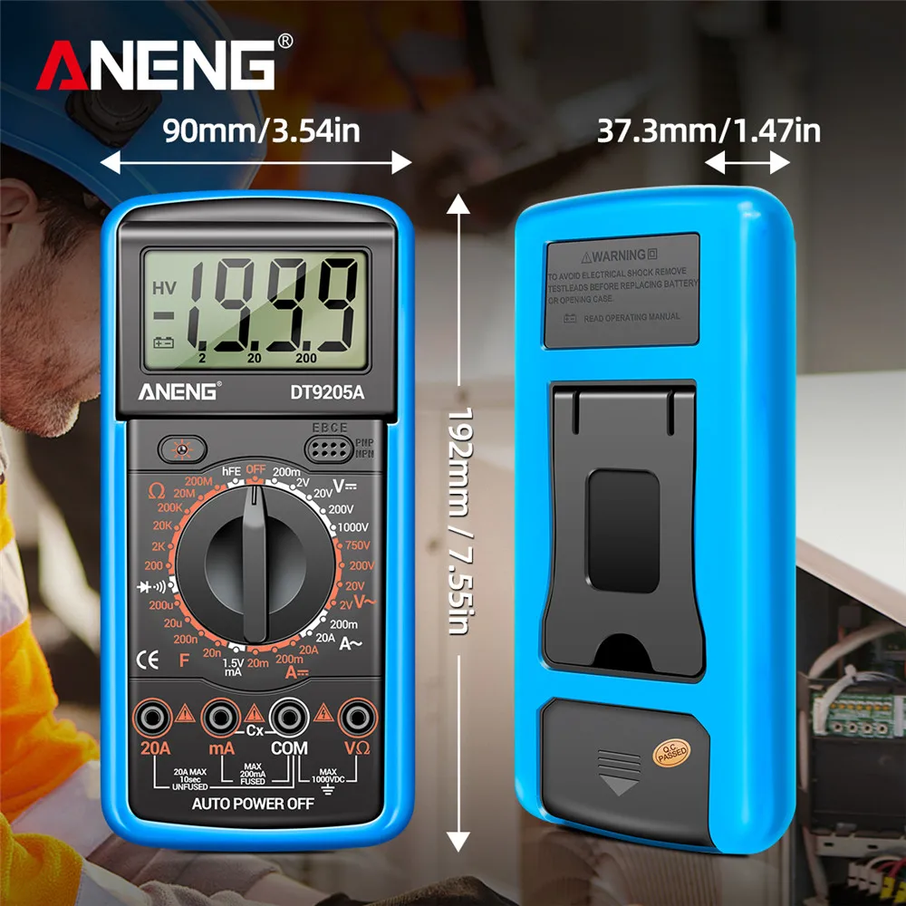 Professioneller Multimeter-Tester ANENG 1999, zählt digital DT9205A-12 AC-Spannungssonden, hochpräzise Elektriker-Mechaniker-Werkzeuge