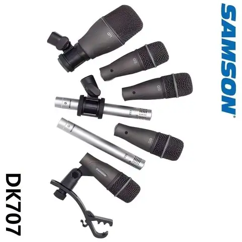 Samson 7-piece Dk707 Drum Mic Kit Instrument Recording Condenser Mic Full-range Microphone Package For Professional Drummers SET
