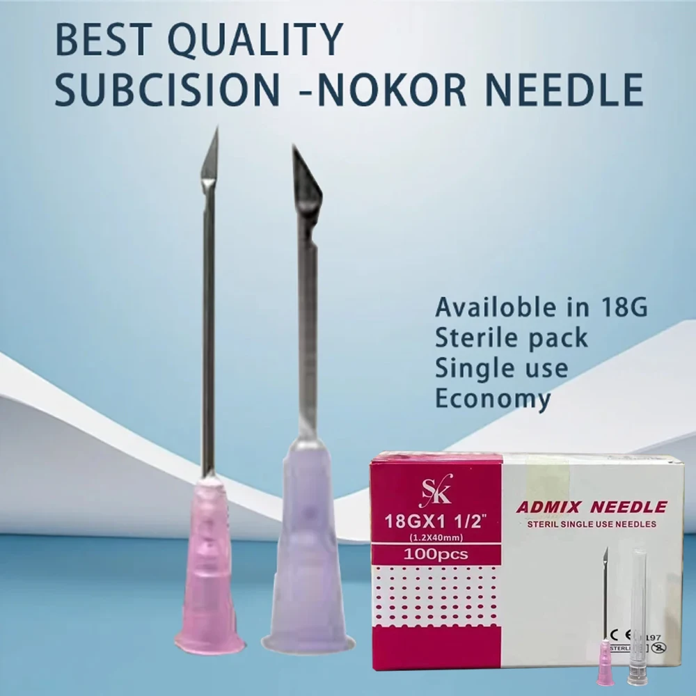 100pcs/box Available in 18G Sterile pack，Single use Economy，SUBCISION -NOKOR NEEDLE BEST QUALITY