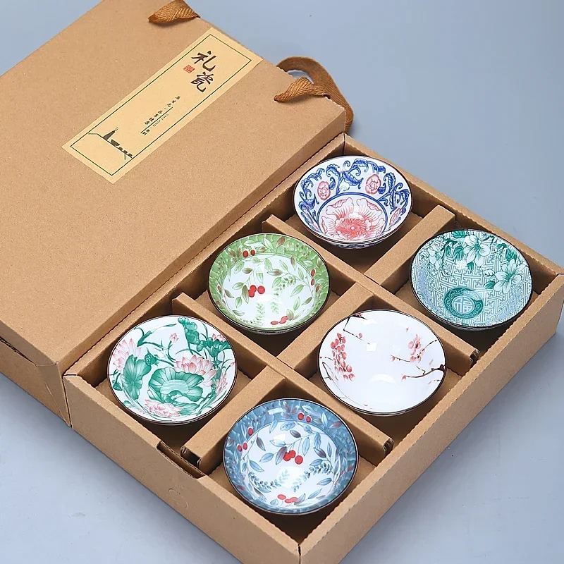 6PCS Chinese Household Teaware Blue and White Porcelain Tea Set Hand-painted Cup Puer Black Tieguanyin Ceramic Cups