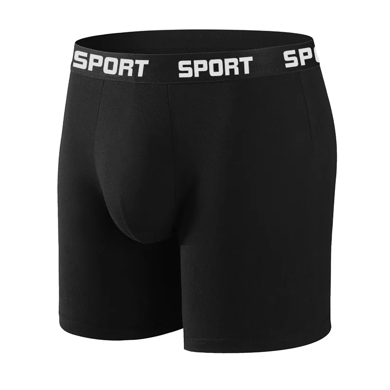 Men's Underwear Mid Waist High Elastic Sports Flat Corner Shorts Comfortable Solid Underpants Fungi-Proofing Long Men Panties image 5