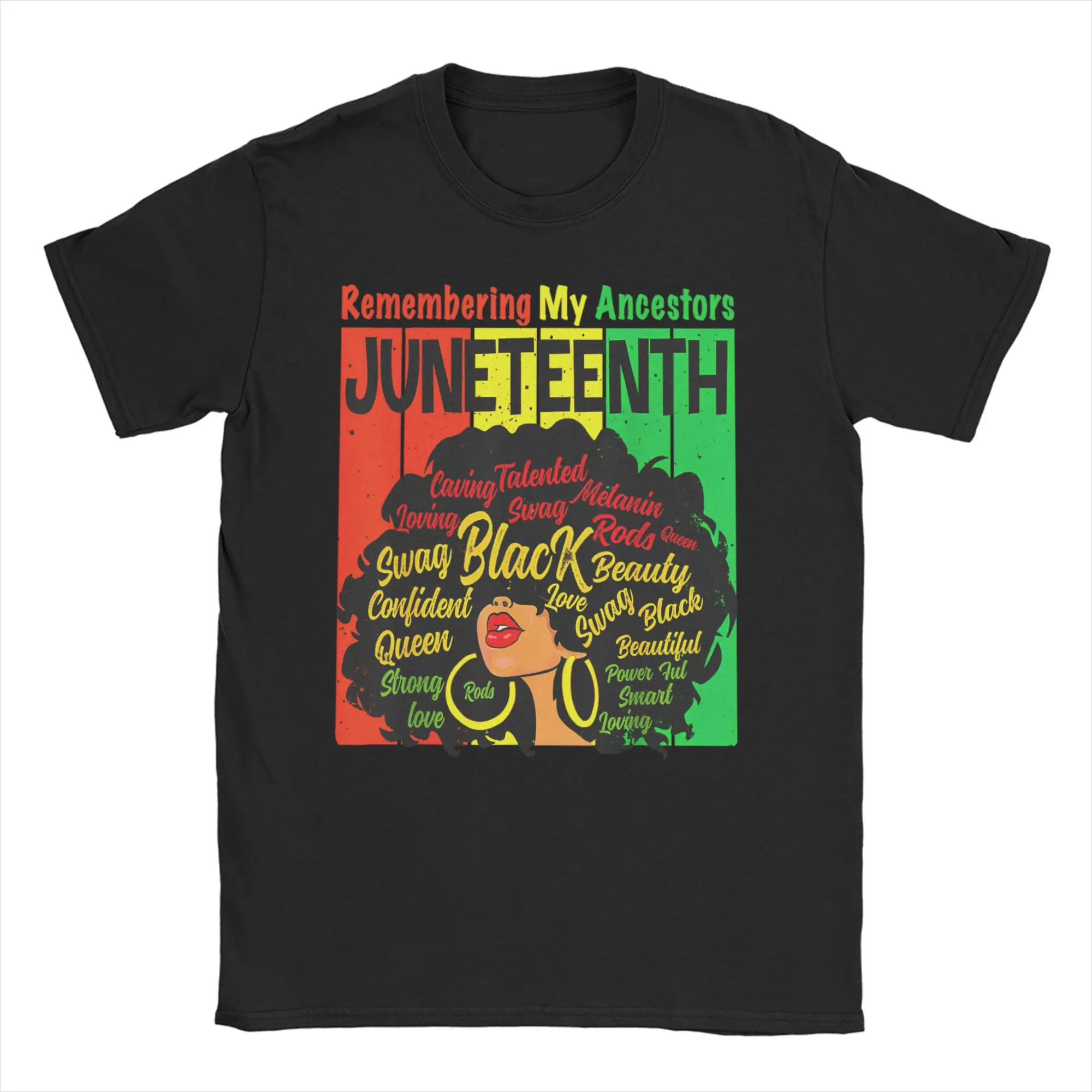 Juneteenth Natural Hair Black T-Shirt Men Remembering My Ancestors  Amazing Pure Cotton Tee Shirt O Neck T Shirts Adult Tops