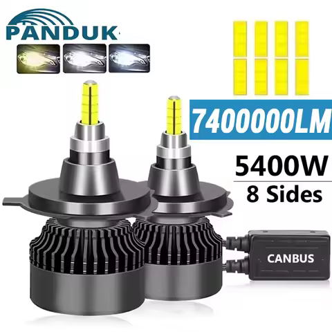 PANDUK H4 H11 LED 7400000LM 5400W 360 Canbus 9012 H7 H1 H3 H8 D1S D2S HB3 9005 HB4 9006 Led Car Headlight 6000K Fog Lamp 12V