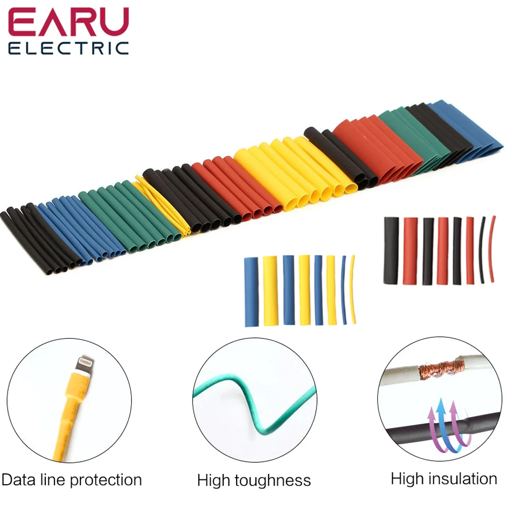 127-750pcs Heat-shrink Tubing Thermoresistant Tube Heat Shrink Wrapping Kit Electrical Connection Wire Cable Insulation Sleeving