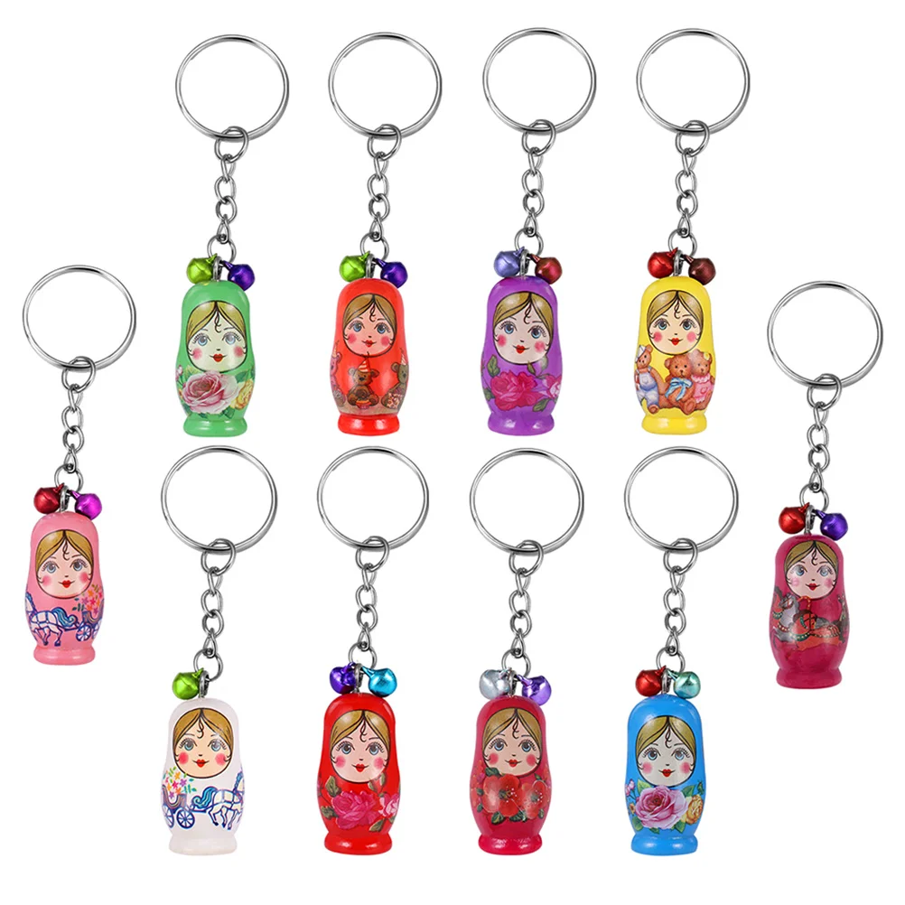 10 Pcs Key Rings Party Favors Russian Matryoshka Keychain Gift Nesting Dolls Miss