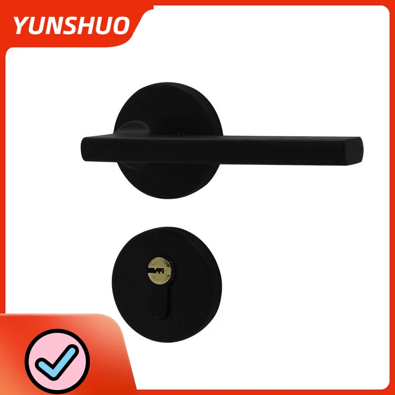 

Black Door Lock Round Simple W/ Key Handle Bar Long Seperate