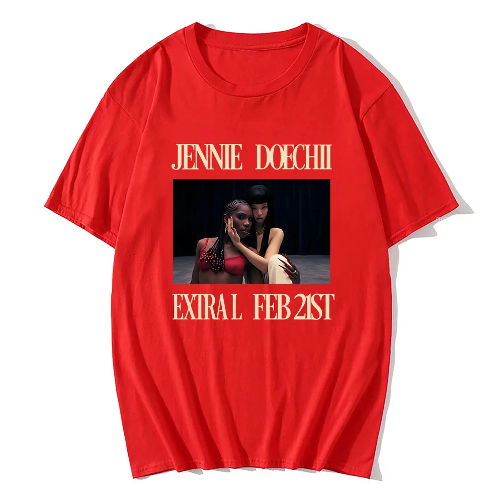 Men Tees Jennie Doechii ExtraL FEB 21ST Tshirt  Ruby The 1st Studio Album Printing T-shirt Cotton Comfortable Unisex Streetwear