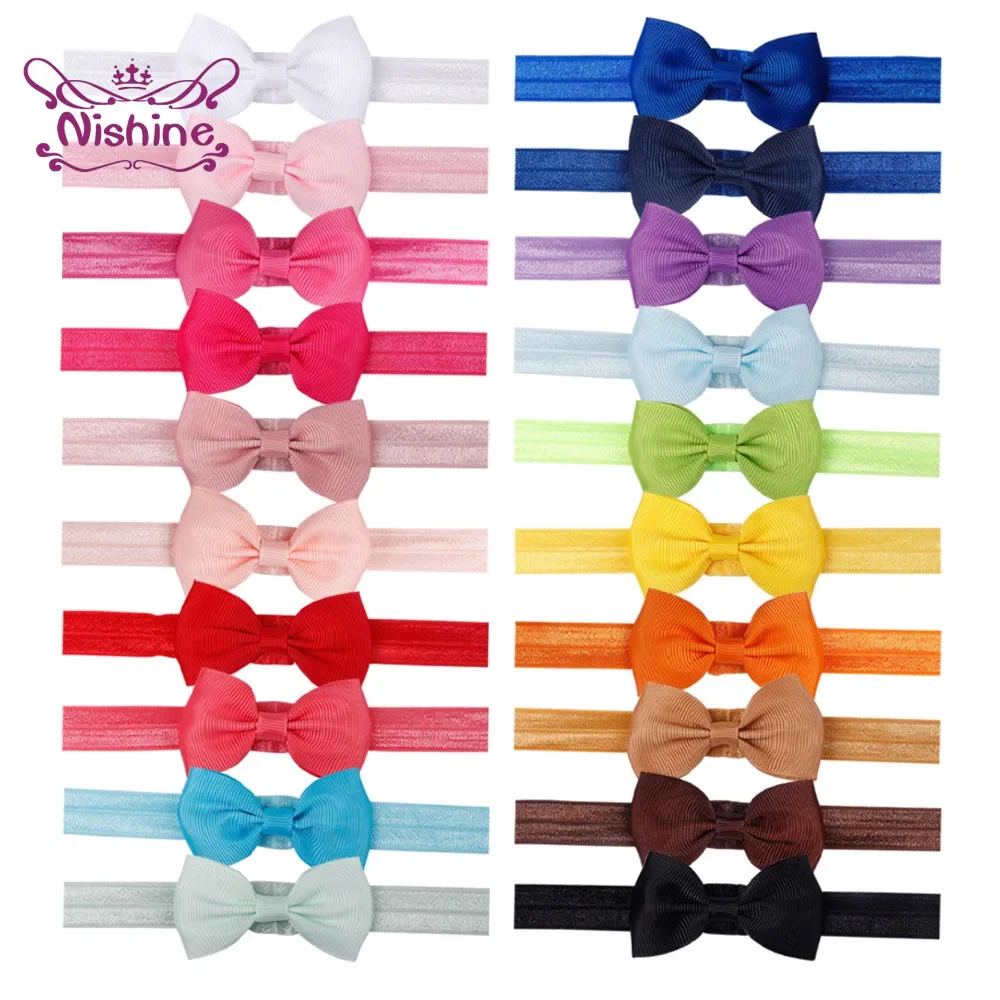 10pcs/lot Ribbon Bows Baby Headband Handmade Grosgrain Hair Bows Elastic Hairband Girls Kids Hair Accessories Gifts