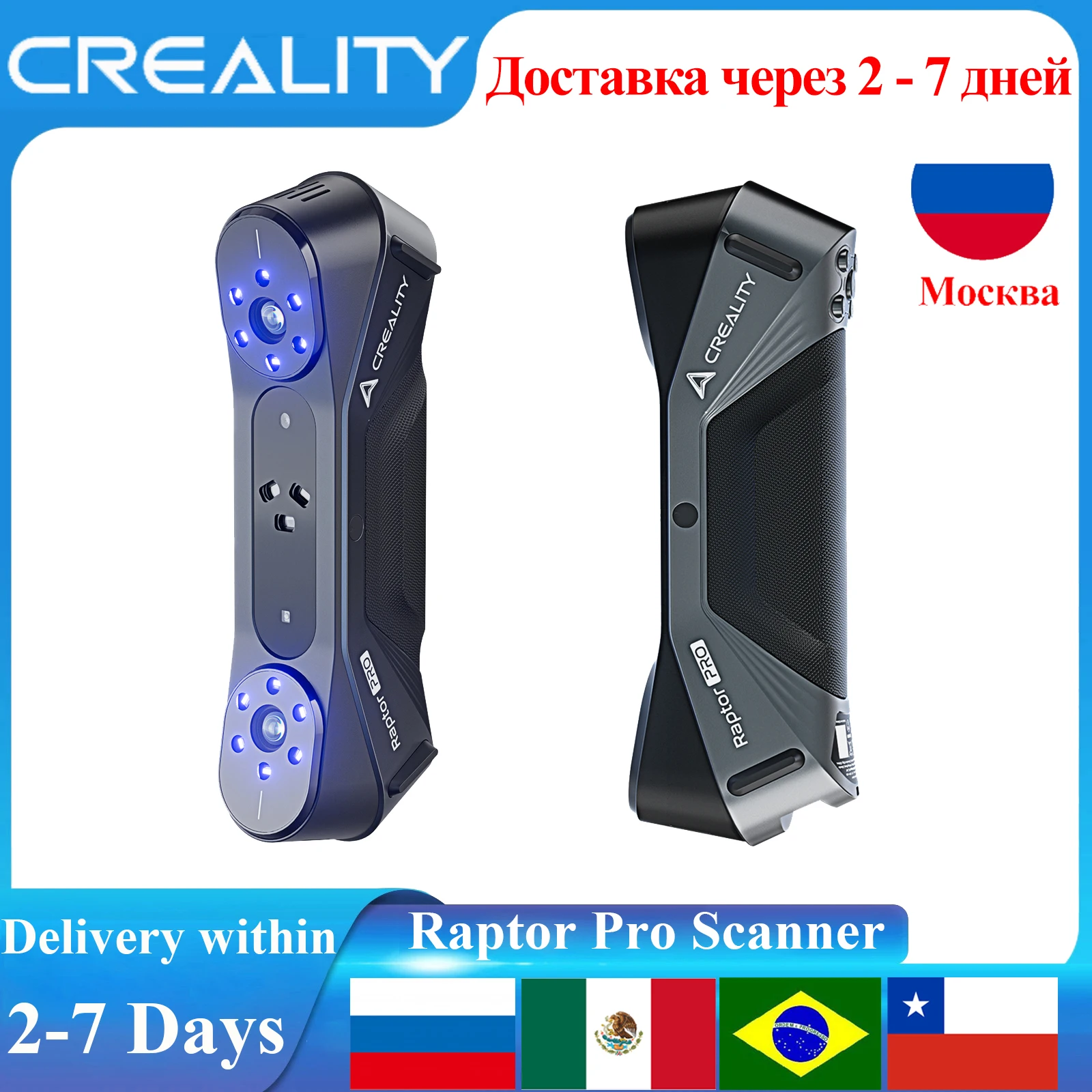 Creality 3D-scanner CR-Scan Raptor Pro 24-bits full-color scannen NIR-gestructureerde lichtlaser Scan sneller en nauwkeuriger
