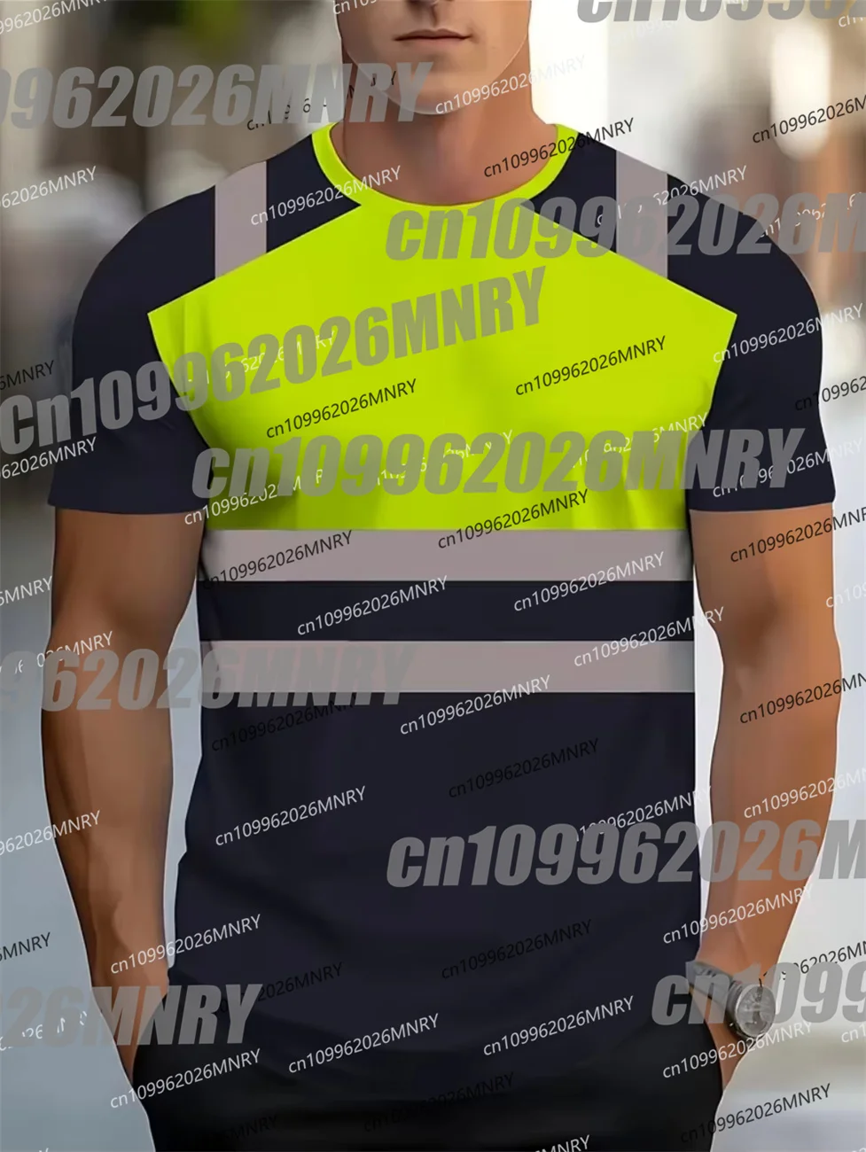 Men's 3D Printed Secure Logo Color Blocking Design Moto Short-Sleeved TShir Fashion Summer Daily Casual Work Wear Men's T-Shirts