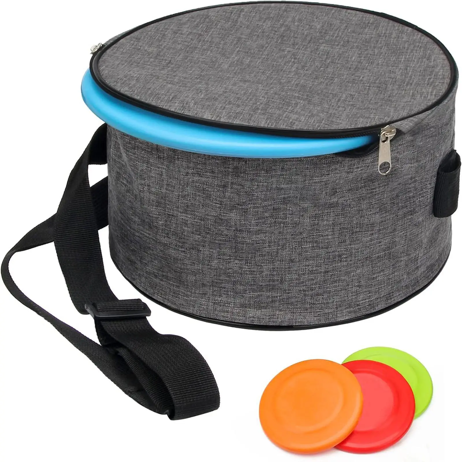 Disc Golf Bag Durable Round Waterproof Holds 7 Discs Flying Disc Bag Shoulder Bag for Travel Outdoor Golf Course Beginner Sports