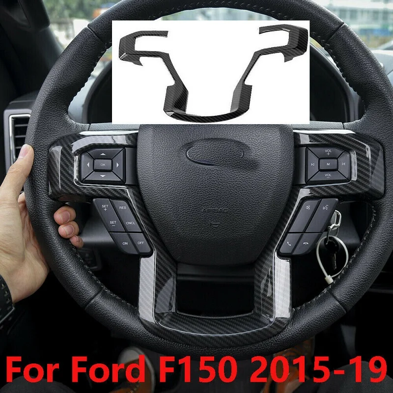 

1PCS ABS Carbon Fiber Steering Wheel Panel Cover For Ford F150 2015 2016 2017 2018 2019 Car Internal Accessories