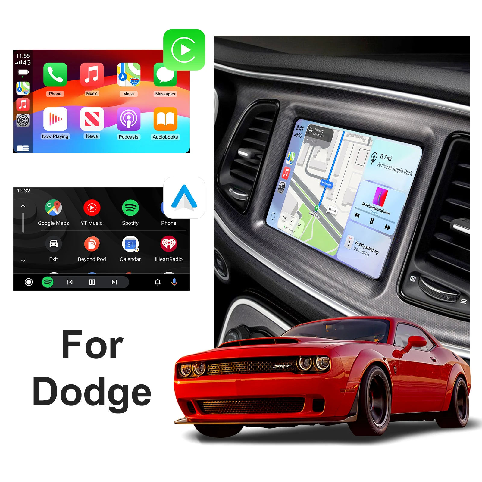 Ezonetronics Wireless CarPlay Android Auto Retrofit Kit Decoder Box for Dodge Challenger Journey  2013-2017