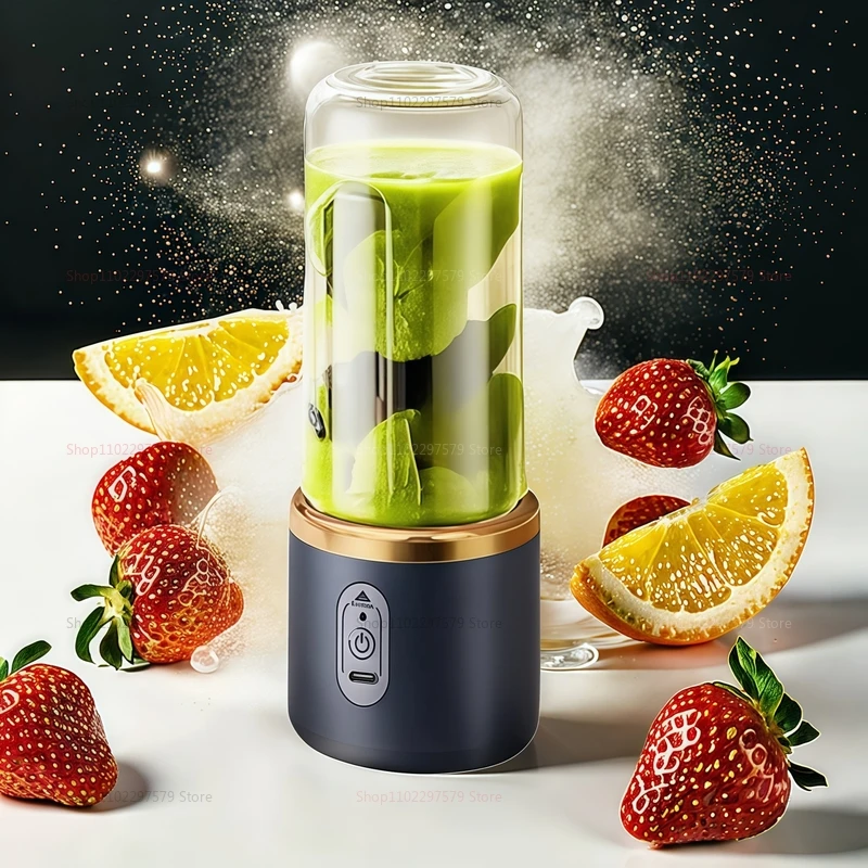 Multifunction Double Cup Juicer 400ml USB Rechargeable Portable Electric Juicer 6 Blade Fruit Blender for  Home Kitchen Tool image 6