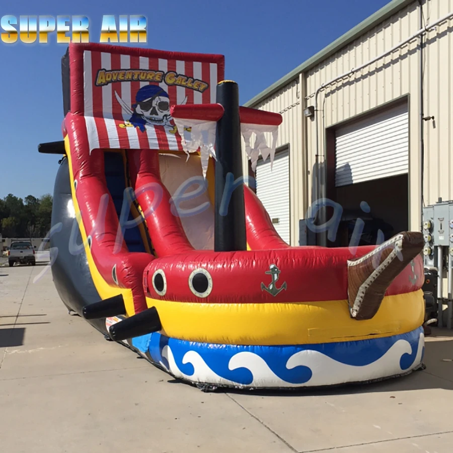 Bonito Barco Pirata inflable rojo con soplador de aire para parque infantil, gran oferta