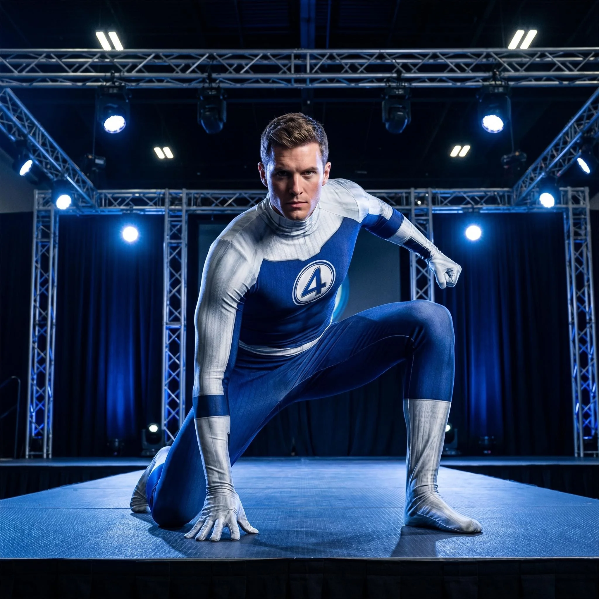 

Adult Men Mr Fantastic Cosplay Costume Fantastic Four Superhero Zentai Bodysuit Halloween Party Jumpsuit