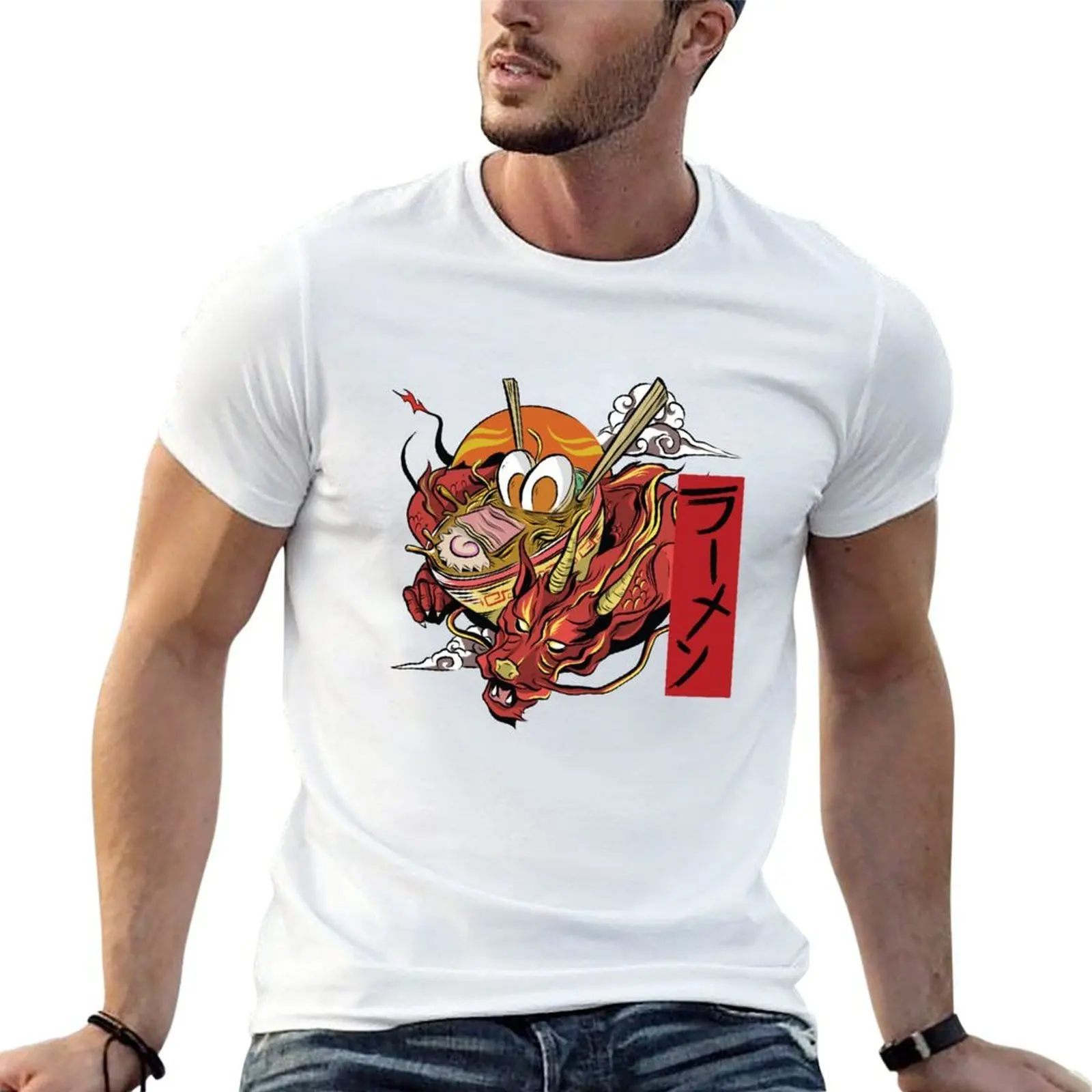 

ramen dragon T-Shirt black cotton t-shirt plain for man package anime t shirts oversize t shirts with prints T-shirt