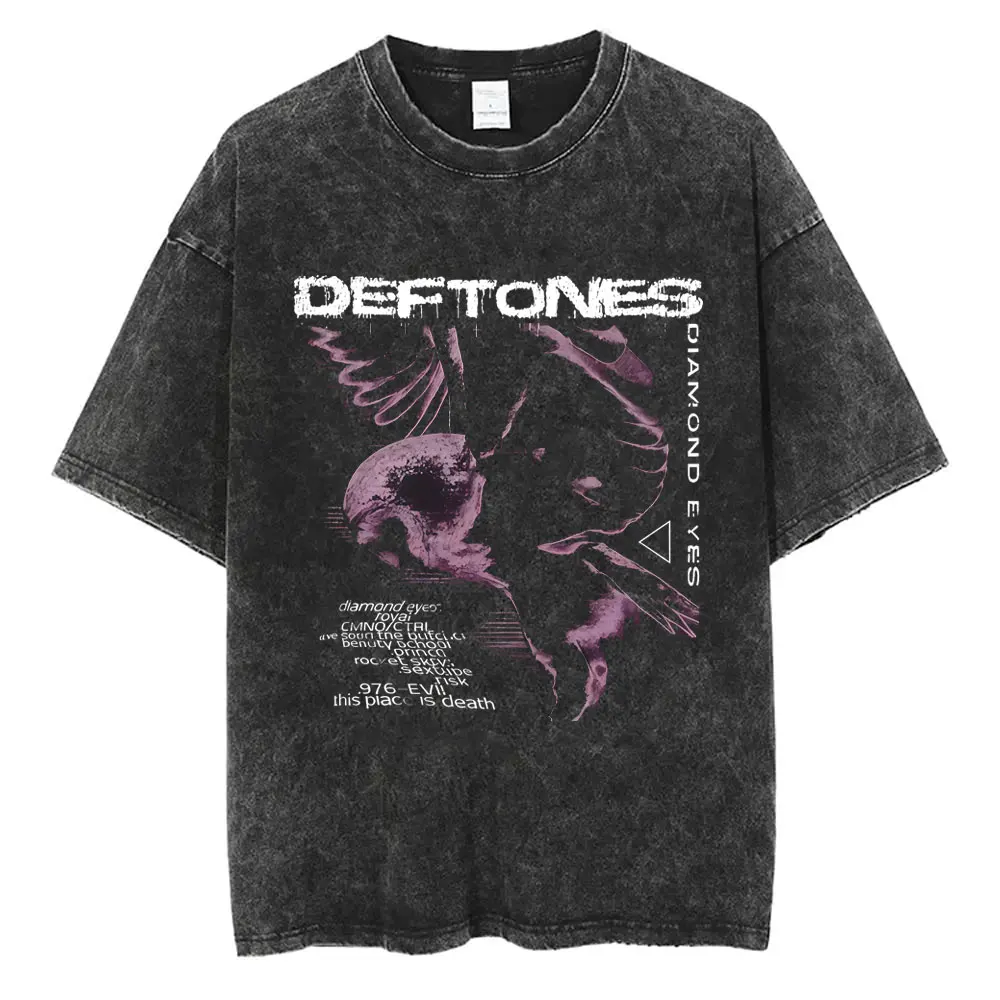 

Washed Vintage Deftones Diamond Eyes Album Graphic T Shirt Men Women Retro Rock Pop Music T-shirt Male Casual Oversized T-shirts