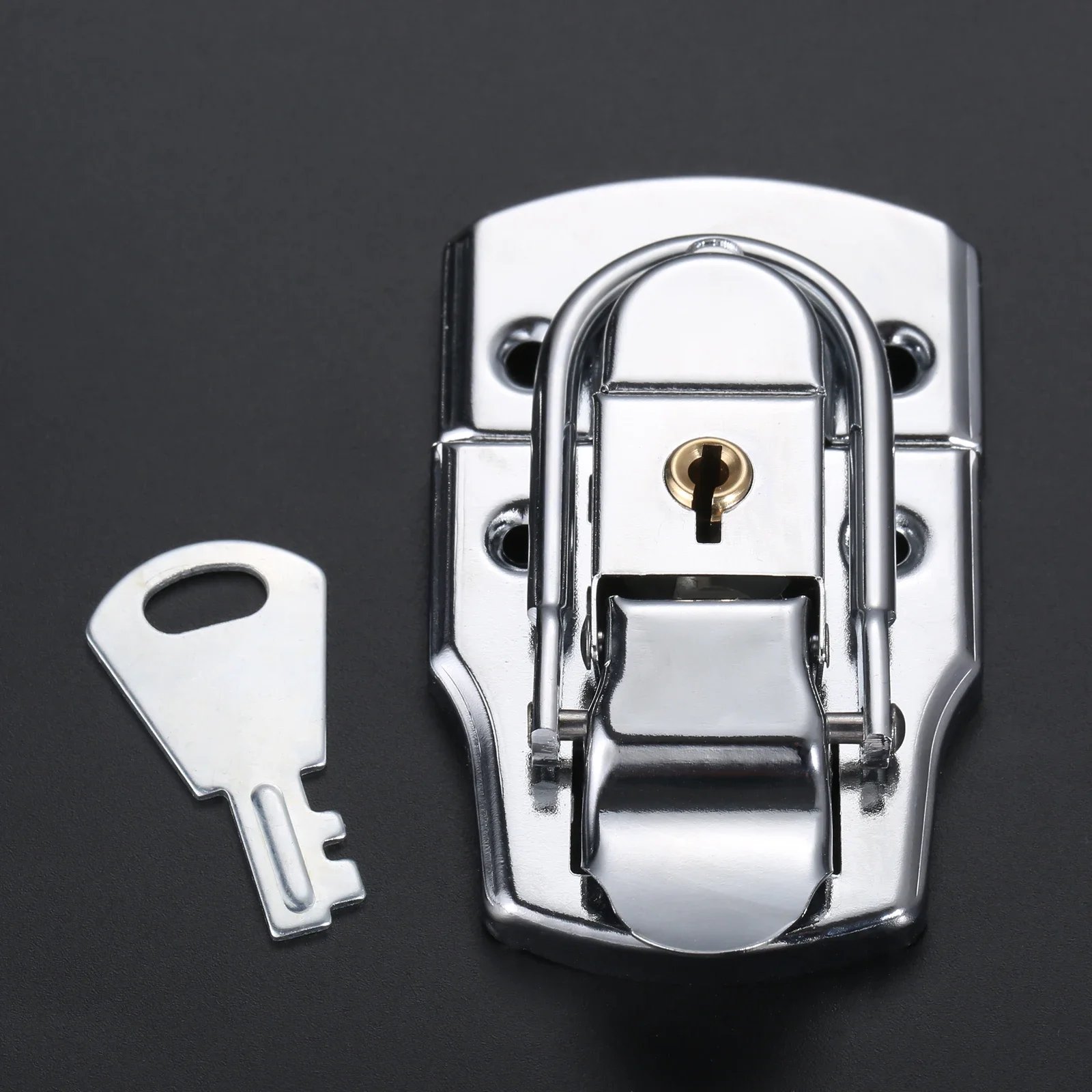 76mm*45mm Metal Box Toggle Latch Hasp with Key Safety Lock Buckle Aviation Case Electric Cabinet Toolbox Locker Wooden Furniture
