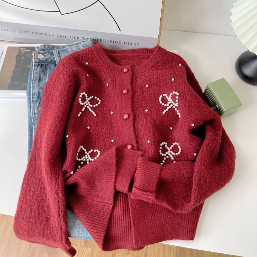 Beading Bow Sweater… - image