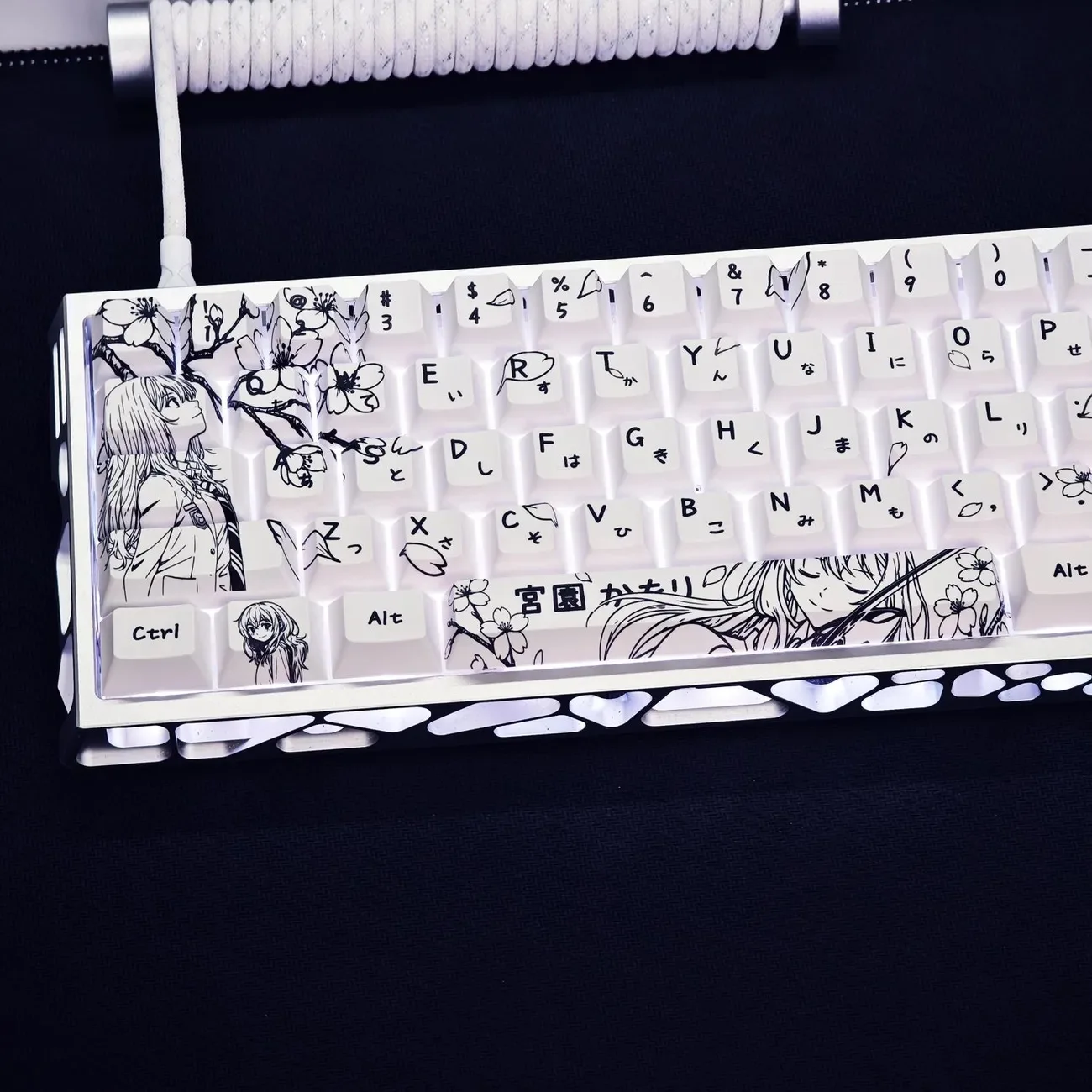 

98-клавишная крышка Miyazono Kaori, милые колпачки для клавиш в стиле аниме, PBT Cherry Profile, механическая клавиатура, сделано 68 Mad 68 Wooting 60